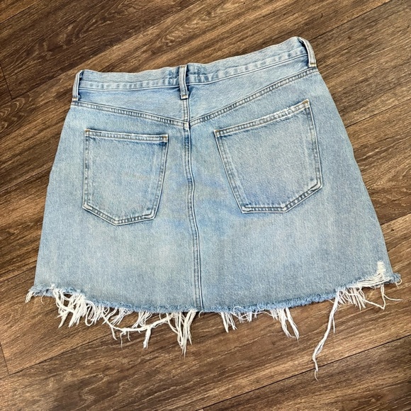 Agolde Criss Cross Buttonfly Distressed Denim Skirt Size 30 - Picture 6 of 12